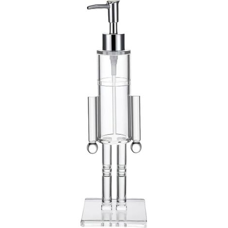 RHG Distributeur de savon transparent en acrylique en forme de casse-noisette, flacon de gel hydroalcoolique rechargeable, facile à remplir. (1/5)