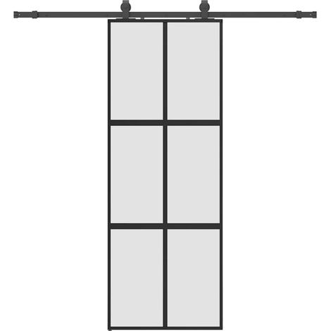 Maison Exclusive - Schiebetür mit Beschlag Schwarz 76x205 cm Hart