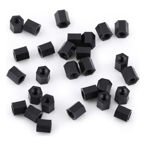 100 pièces noir PA66 M3 femelle x M3 femelle entretoise filetée hexagonale entretoise (M3  5) (1/5)