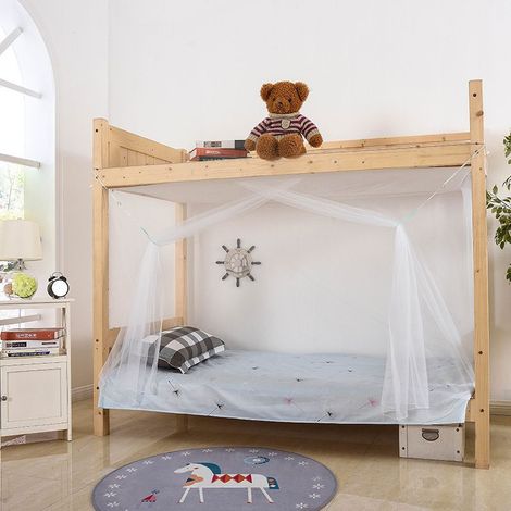 Moustiquaire pour dortoir, dortoir, lit superposé - Moustiquaire carrée - Pour lit d'étudiant, lit portable - Accessoires de literie - Blanc 90X190X160cm (1/3)
