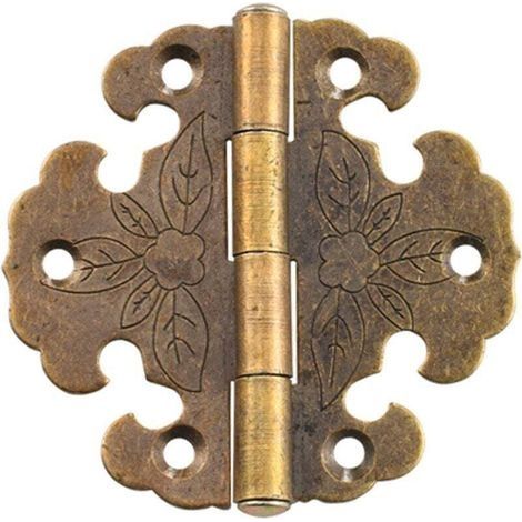 4 Pièces Charnières Antiques - Charnière décorative - Mini Charnière Rétro - Charniere Porte - Charnières vintage en bronze,Pour la décoration d'armoires,de portes en bois,de bibliothèques (1/4)