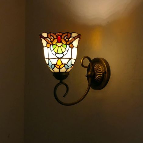 Applicable Applique de Style, Éclairage créatif Mural, Lampe Murale décorative en Verre tachée, Vintage Base Light, pour Les Enfants Room Bedroom Restaurant (G)
