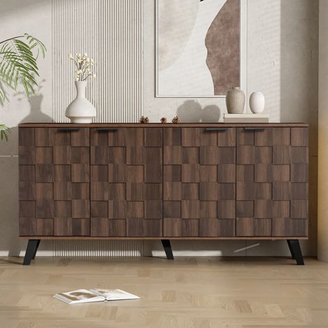 Buffet 4 portes 160, 5 x 35, 5 x 78 cm bois foncé (1/5)