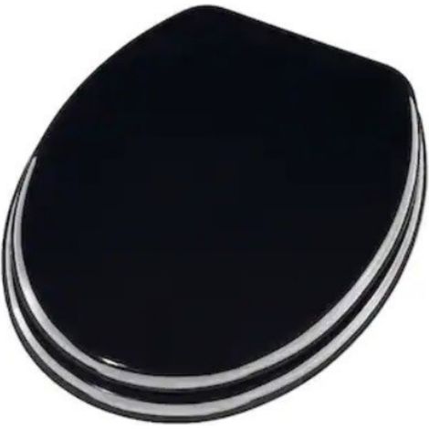 Schläfer 4638201  Sedile Wc Nero, Copriwater Universale Colorato per Bagno, Coprivaso Weser, Tavoletta Copri Wc Bagno in Legno, Cerniere Regolabili in Ottone Cromato, Copritazza per Wc Forma Ovale. (1/5)