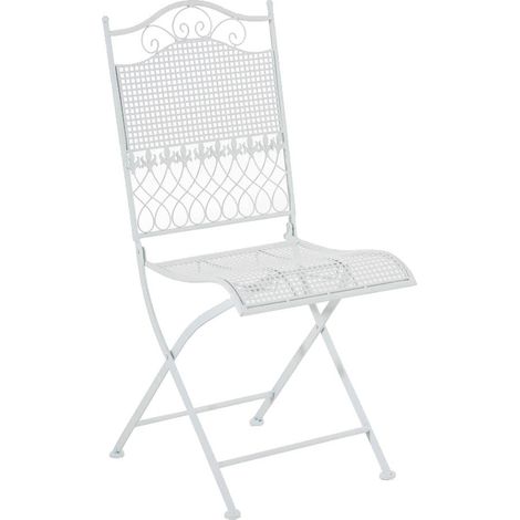 Chaise de jardin en fer forgé blanc MDJ10025 (1/4)