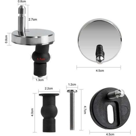 Lot de 2 fixation abattant wc universels pour abattant de WC-Compatible avec la plupart des sièges de WC standards avec système d'abaissement automatique-Facile à installer (1/4)