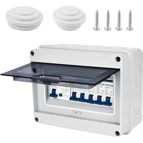 Tableau de distribution électrique en saillie étanche à la poussière IP65 : Interrupteur de protection 63A Tableau de distribution en saillie IP65 Interrupteur à air 2x6A+10A+20A+32A Petit (1/5)