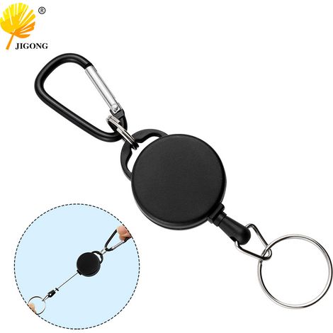Porte-clés rétractable pour la randonnée en extérieur, rond en plastique dépoli, anneau facile à ouvrir, crochet en nylon anti-perte et antivol.