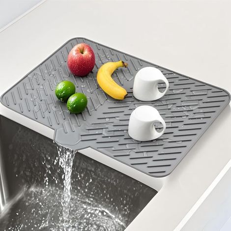 Mat stoviglie Pad, goccia - Mat essiccazione Mat goccia di silicone Mat - 58 x 43 cm - Grigio (1/5)