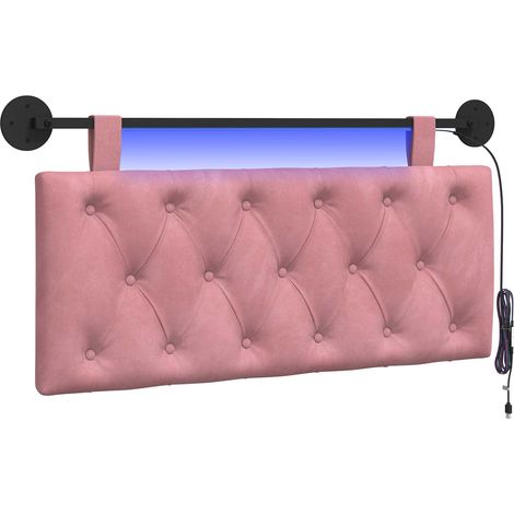 Testiera Testata del letto sospesa Con luce LED Rosa Velluto (1/5)