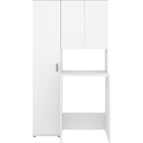 Meuble de Buanderie avec Colonne de Rangement d'une porte coloris Blanc - Longueur 102 x Profondeur 62 x Hauteur 190 cm (1/5)