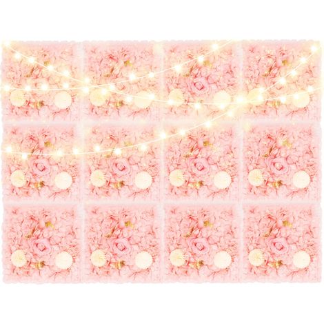 Panneaux Muraux en Fleurs Artificielles, Construction Durable, Design Réaliste, Champagne, M (1/2)