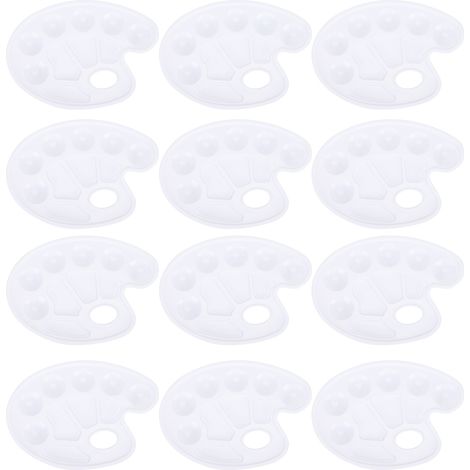 12 Godets Palette Plastique Blanche 10 Alvéoles Mélangeur Aquarelle Accessoires Peinture (1/5)