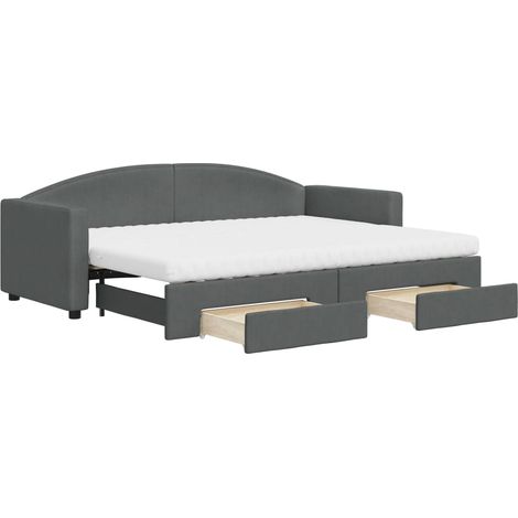Maison Exclusive - Divano Letto Estraibile Cassetti Grigio Scuro 80x200cm Tessuto