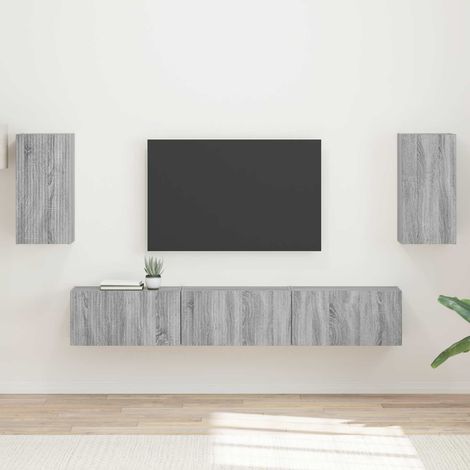 TV-Schrankset Wandmontiert 5 pcs Graues Sonoma Holzwerkstoff