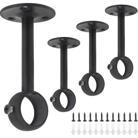 Support Tringle À Rideau - Acier Inoxydable - Pour Installation Plafond - Compatible Tringle 25 mm - Lot De 4