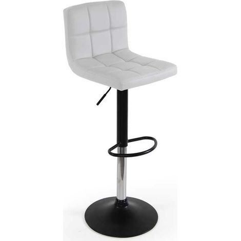 SGABELLO DA INTERNO EFFETTO SIMILPELLE CON BASE NERA 44X37X80-110CM BIANCO