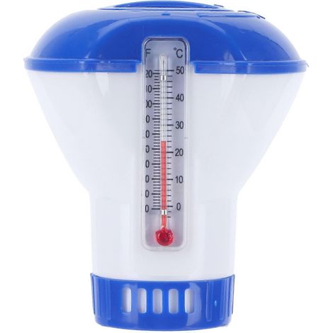 Distributeur flottant de produits chimiques pour piscine de 12,7 cm avec thermomètre, distributeur de chlore flottant (1/4)