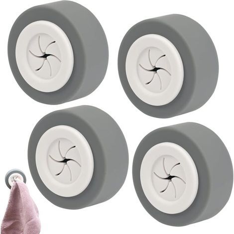 Confezione da 4 ganci portasciugamani autoadesivi, portasciugamani rotondo adesivo con clip, gancio portasciugamani adesivo in ABS per bagno, non richiede foratura, gancio portasciugamani per cucina e (1/5)