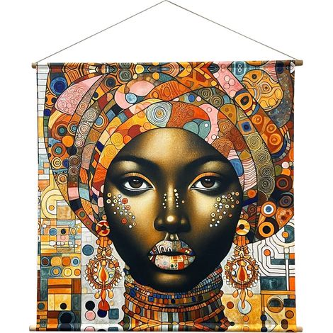 Tela arrotolabile africana - Quadro decorativo da parete etnico, arte moderna e originale, 120x120 cm