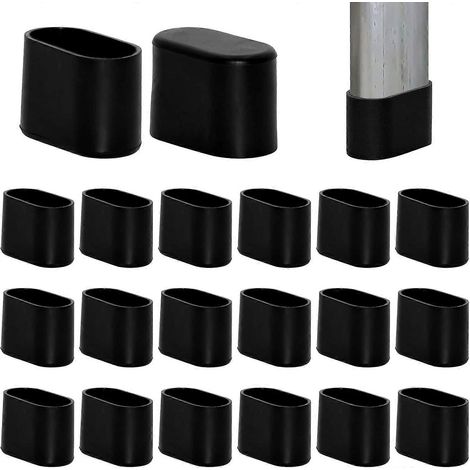 20 embouts ovales noirs pour pieds de chaise, protections pour pieds de chaise, couvre-pieds de chaise en caoutchouc, chaise (1/4)