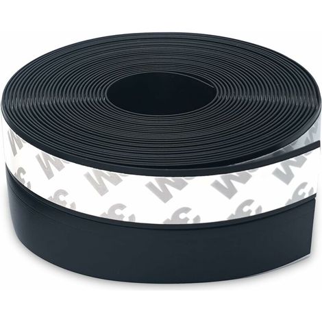 Bas de Porte Adhésif, 5M x 3,5CM Bande d'étanchéité Auto-adhésive de Silicone pour Porte et Fenetre. Protection contre l 'eau, Protection contre les Insectes, Réduction du Bruit (Noir) (1/5)