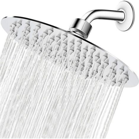 Pommeau de douche rond de 8 pouces/20 cm, pommeau de douche à effet pluie, acier inoxydable 304, rotatif à 360 °, facile à installer et à nettoyer (1/5)