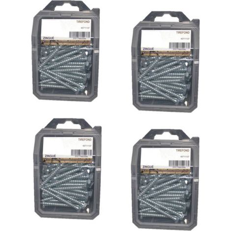 4 Coques de 16 Tirefonds Bois Tête Hexagonale 10 x 80 mm - DIN 571 - Zingué blanc - D-Work (1/4)