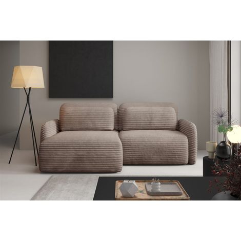 Ecksofa Schlafsofa Sofa SIMONE in Stoff Ambience Taupe Ottomane Links