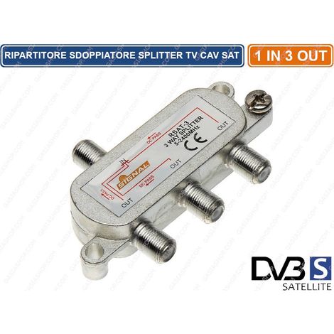 RIPARTITORE SPLITTER SEGNALE TV SATELLITARE 8 db 1 INGRESSO 3 USCITE (1/2)