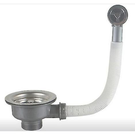 Bonde d'évier avec trop-plein, panier en acier inoxydable 110 mm (1/3)