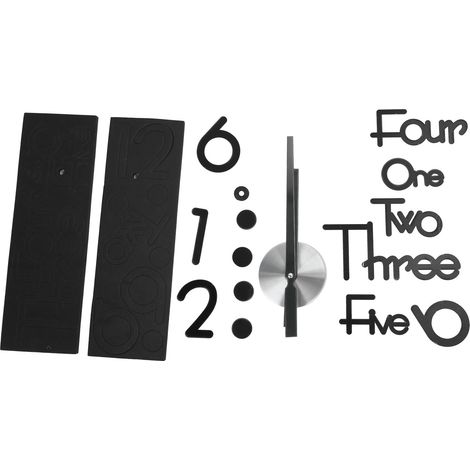 Horloge Murale Adhésive Sans Cadre DIY - Sticker Miroir pour Décor Bureau Maison - Taille Moyenne Noire