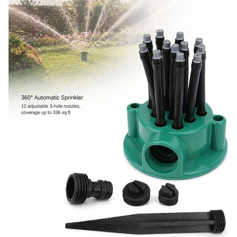Irrigatore automatico Toivize 360° - 12 testine flessibili - ABS resistente per giardino, prato e orto, risparmio idrico, facile da installare (1/4)