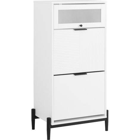 SoBuy Scarpiera con 2 scomparti e 1 anta, Credenza decorativa, Consolle laterale stretta Bianco 59x40x115cm FSB95-W