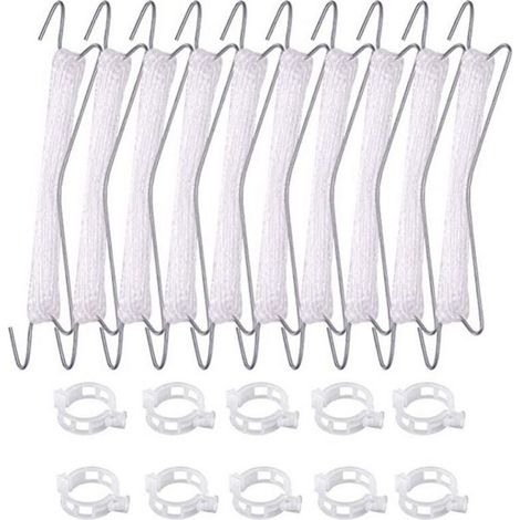 Lot de 10 crochets à tomates avec corde, tomates et concombres, serres pour autres légumes,10 crochets (10 mètres de fil) + 20 boucles (1/4)
