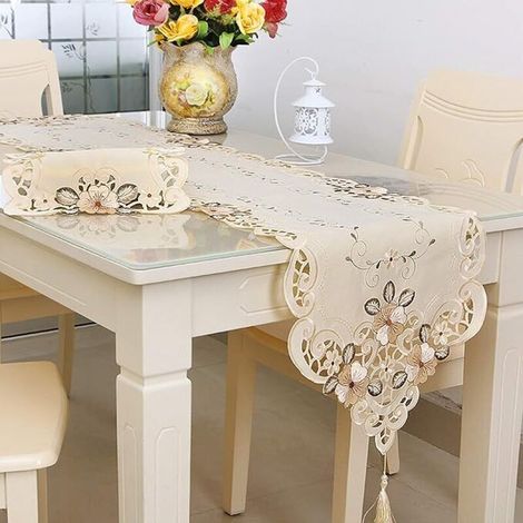 Camino de mesa, decoración de mesa floral bordada vintage (40x176cm/15.7x69.3) (1/3)
