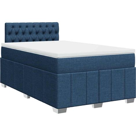 Sommier à lattes de lit avec matelas Bleu 120x200 cm Tissu vidaXL (1/5)