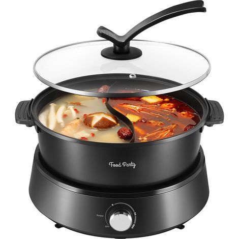 Hot Pot Electrique Appareil Fondue Chinoise 4L 220V 1350W Shabu SHabu Hotpot avec Diviseur Wok Electrique (1/5)