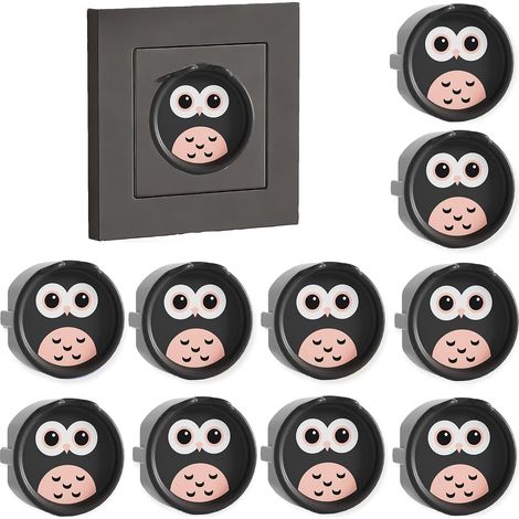 Lot de 10 cache-prises F en silicone - Protection décorative contre la poussière - Pour la cuisine et la buanderie - Protection contre les (Noir)