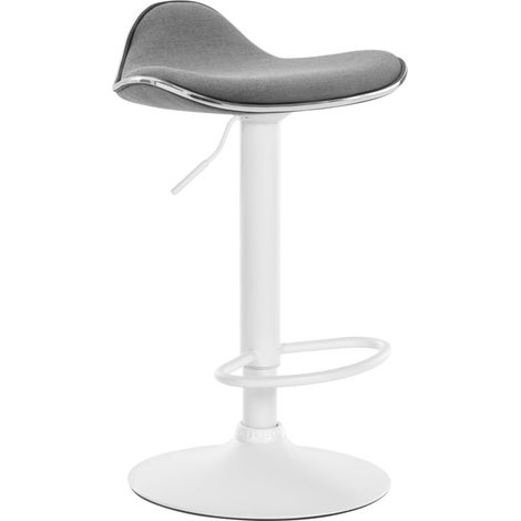 Sgabello da bar x1 seduta ergonomica in tessuto grigio chiaro piede a tromba in metallo bianco 100005397