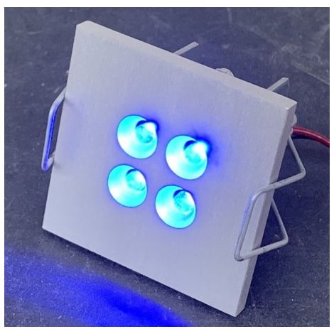 Encastré LED 2W carré alu anodisé 50X50mm lumière bleue 14V DC (sans driver 230V) IP65 LEDS GO 4Q ON S1 BLUE ANO DELTA LIGHT