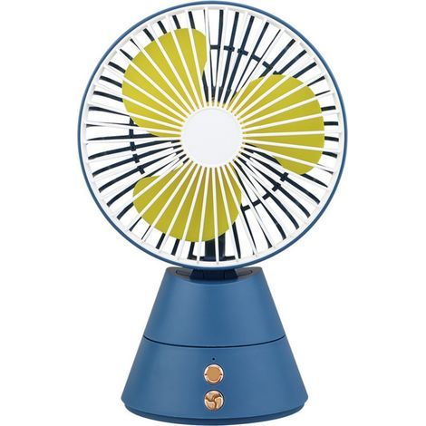 Ventilateur de bureau oscillant USB - bleu, rechargeable, convient aux chambres d'étudiants, aux tables de chevet, aux petits bureaux, etc. (1/3)