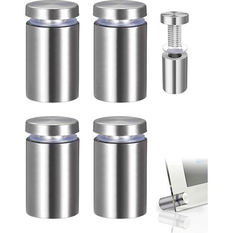 Entretoise de Verre Argent, Support D'entretoise en À Vis pour Le Montage Et La Fixation du Verre, acier inoxydable (19×30 mm) (1/2)