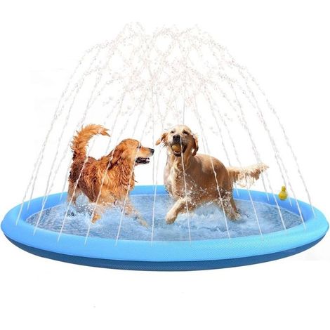 Tapis d'eau rafraîchissant et arroseur pour chiens, gonflable, 170 cm
