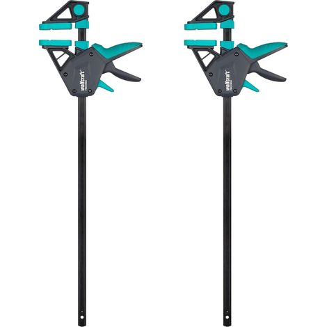 wolfcraft 2 Sargentos monomanual PRO Ergo - Fuerza de sujeción 150 kg - 8672060 - El cómodo sargento para todo tipo de usos - ancho de sujeción 450mm
