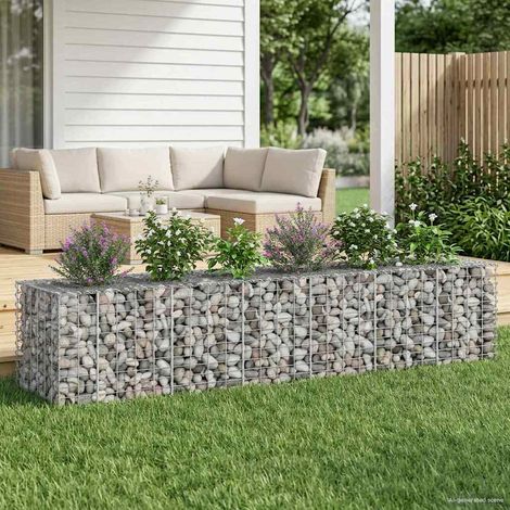 Gabionen Hochbeet 2 pcs Silber 260 x 60 x 55 cm