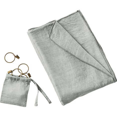 Rideau ajustable LYSANDRE Vert lichen 140 x 270 cm + 8 anneaux pince (1/4)