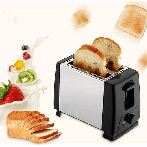 Grille-pain noir 2 tranches à fentes extra larges, entièrement automatique, machine à sandwichs multifonctionnelle pour le petit-déjeuner, 220 V UE (1/5)