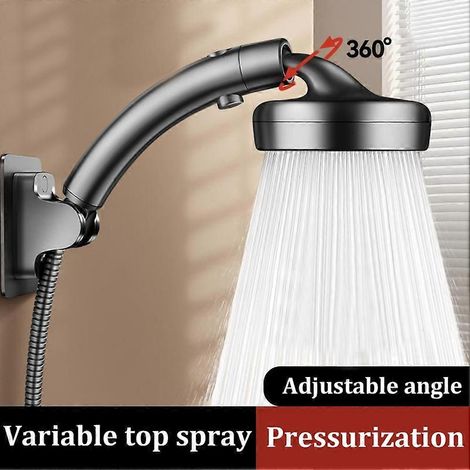 Pommeau de douche haute pression avec coude rotatif, douchette 2 en 1 et douche de tête, douche de salle de bain réglable. (1/5)