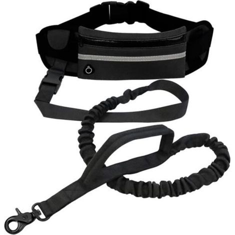 (Noir)Laisse pour Chien - Sport - Anti-écrasement - 160-220 cm - Mains-libres - Ceinture ventrale (1/4)